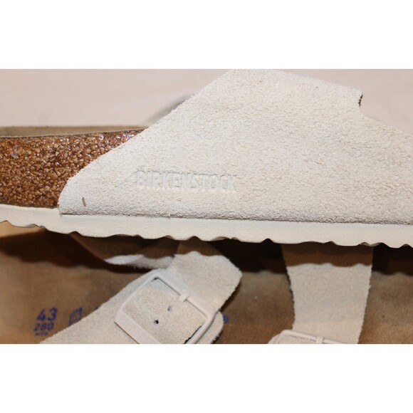 BIRKENSTOCK MEN SUEDE CORK ARIZONA SANDALS ANTIQUE WHITE NARROW NIB US 10 EU 43 main image 5